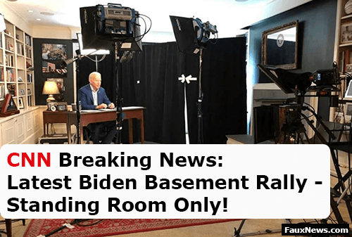 Creepy Joe has a basement rally.